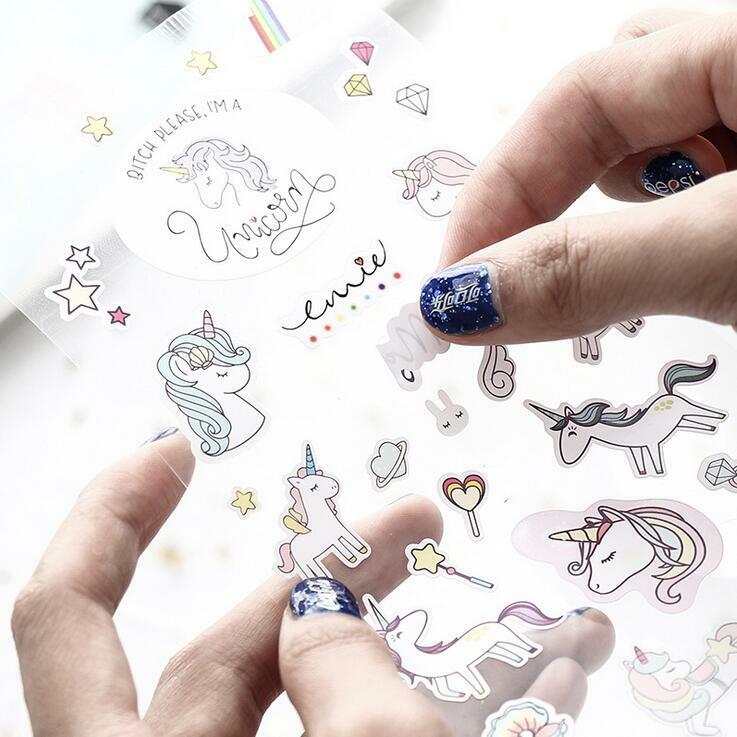 3 sheet Creative Cartoon unicorn Stickers decoration Plan diary Album Stickers