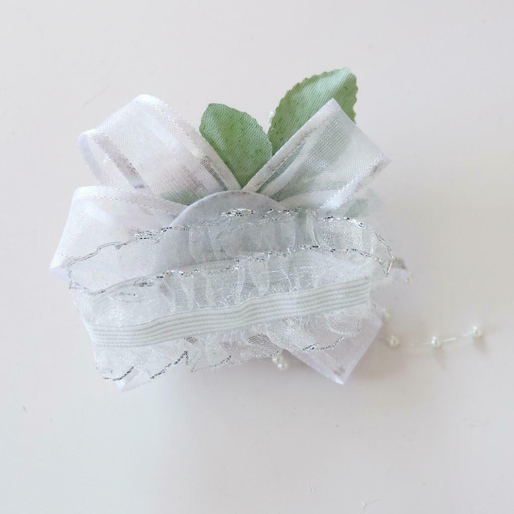5pcs Romantic Pearls Wrist Corsage Rose Hand Flower Wedding Party Supplies Gift