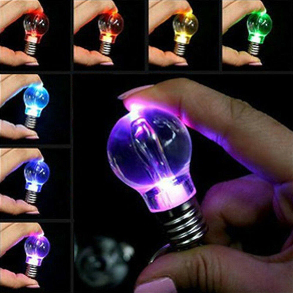 Cute Mini Colorful LED Flashlight Light Bulb Lamp Keychain Key Ring Lamp Torch