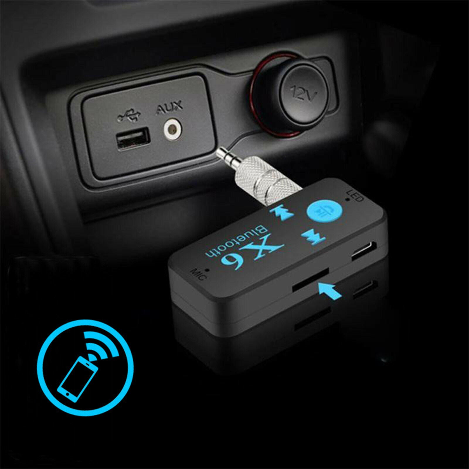 X6 Wireless Bluetooth Audio Receiver Stereo Music Car Adapter Support TF Card