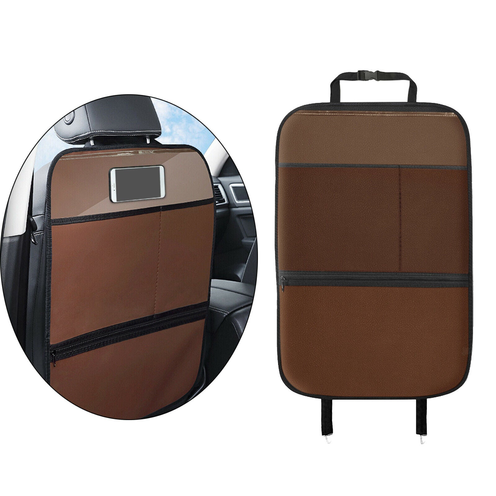 Auto Car Seat Back Cover Kick Mat Anti Stepped Dirty for Kids Brown Large