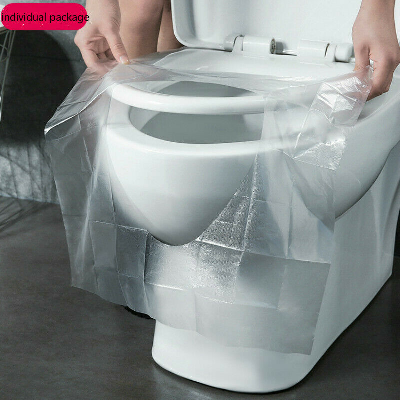 50pcs Disposable Toilet Seat Cover Protective Film Travel Bathroom Supplies New