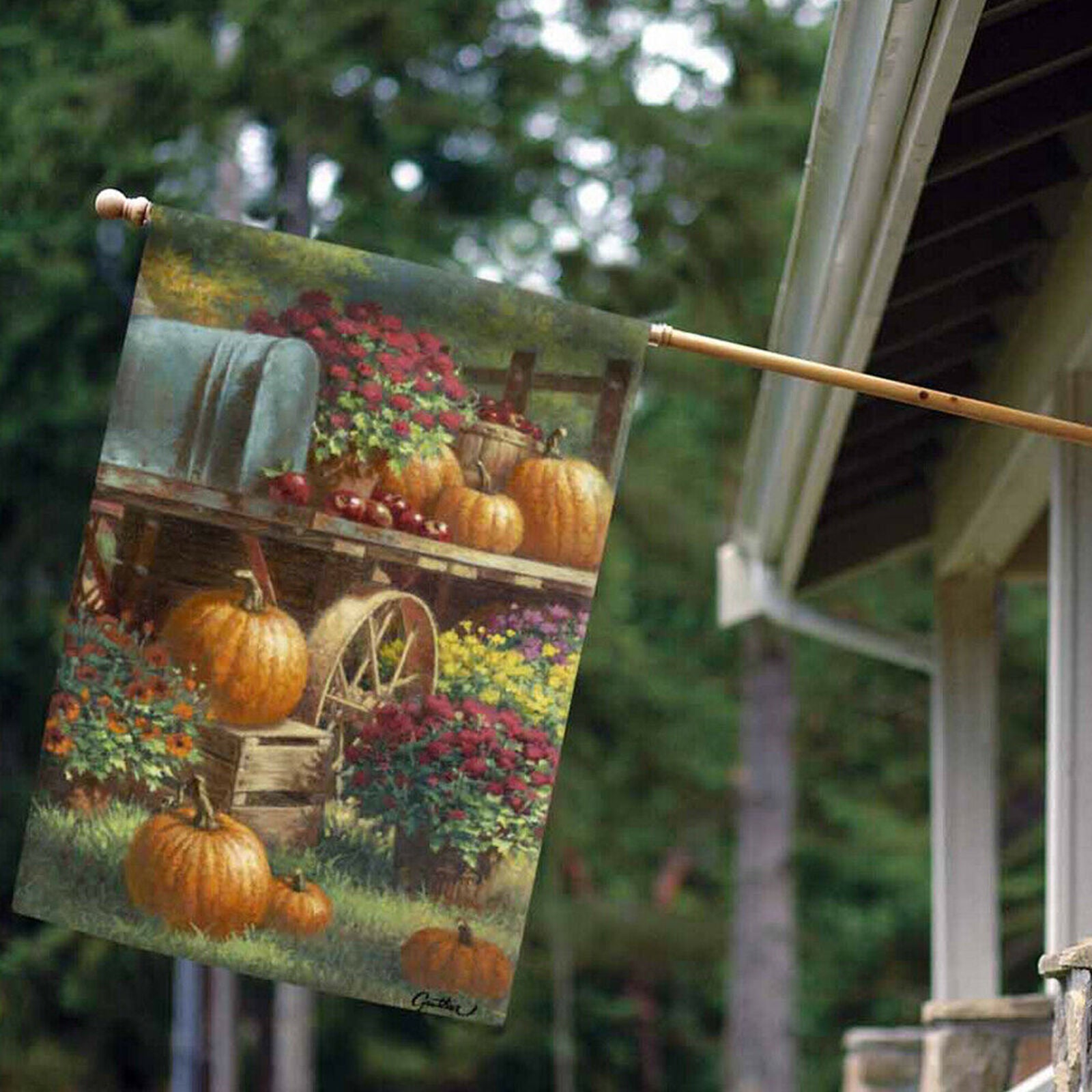 Toland Farm Pumpkin 28 x 40 Fall Autumn Farm Harvest Flower House Flag
