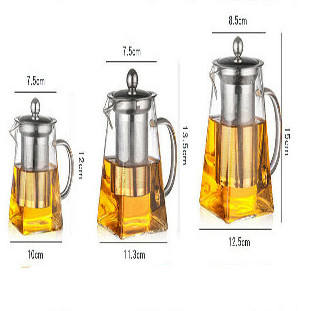 2x Glass Tea Pot With Removable Infuser,