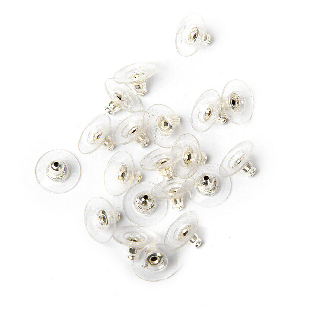 50Pcs Ear Studs Backs Clutch Plastic Pad For Earrings DIY Craft Kit Jewelrys