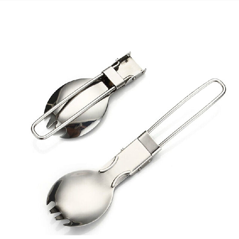 Foldable Camping Hike Cook Picnic Spork Stainless Steel Fork Spoon Utensil.l8
