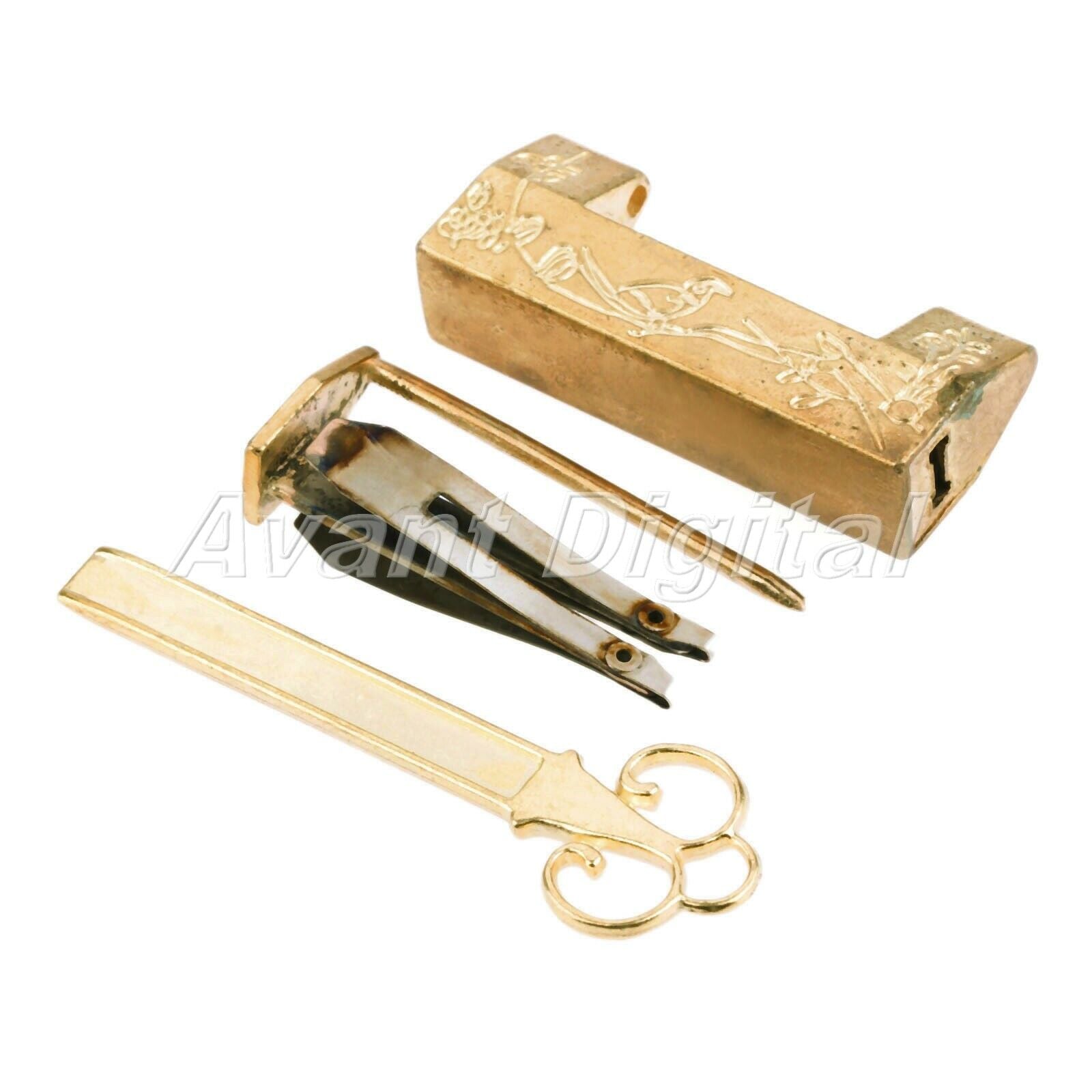 42*10*18mm Carve Flower Bird Padlock & Key Cabinet Jewelry Box Suitcase Hardware