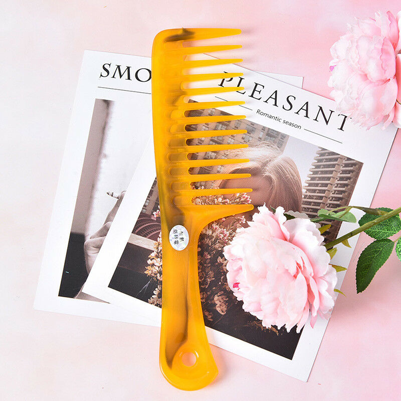 1x wide tooth handle hairdressing antistatic plastic hair comb detanglin.l8