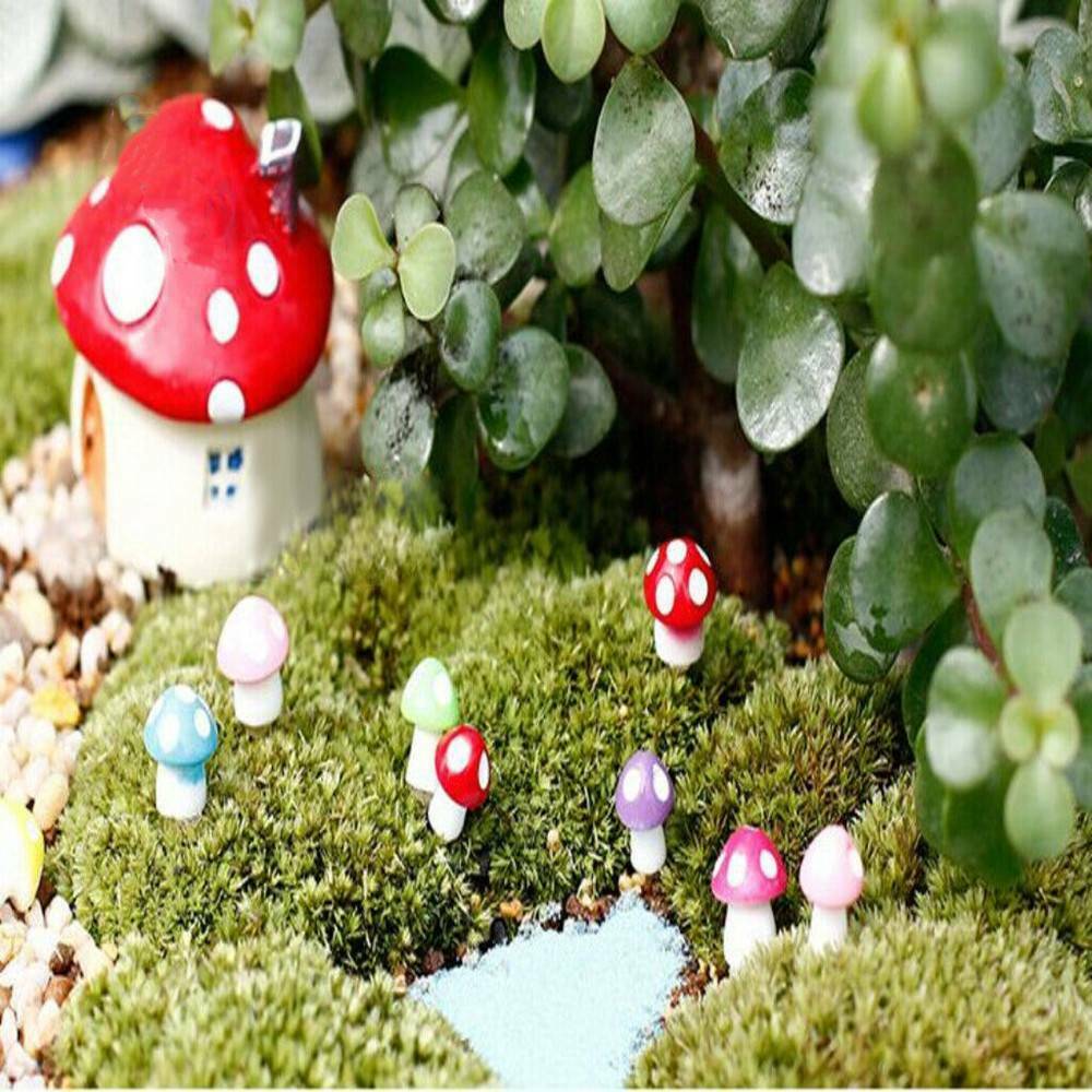 20Pcs Mini Mushroom Miniatures Set Fairy Garden Ornament Lawn Terrarium Decor