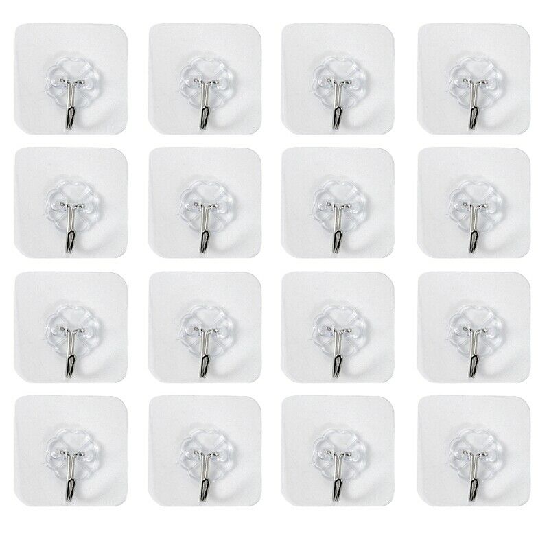 16 pieces wall hooks self-adhesive transparent hooks 7 cm x 7 cm hooks for theP8