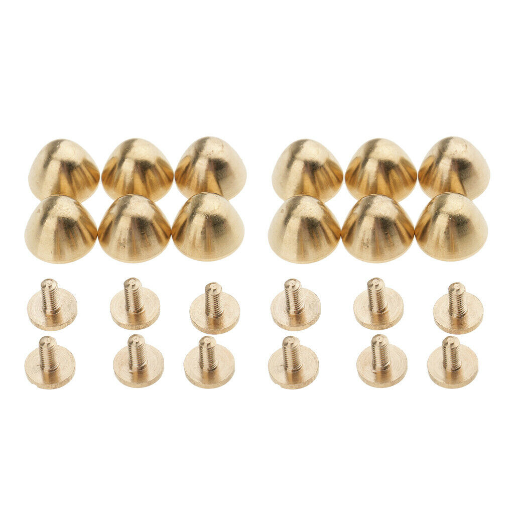 12Pieces Brass Spike Cone Studs Rivets Press Pins DIY Leather Crafts 12x9 mm