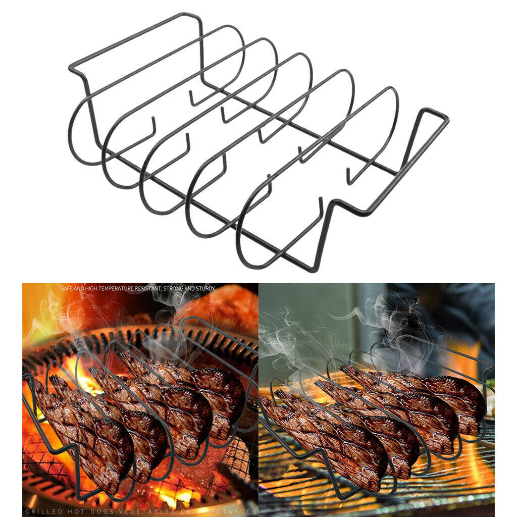 Non-Stick Rib Shelf Roasting Stand for Grilling Chicken Beef Charcoal Grill