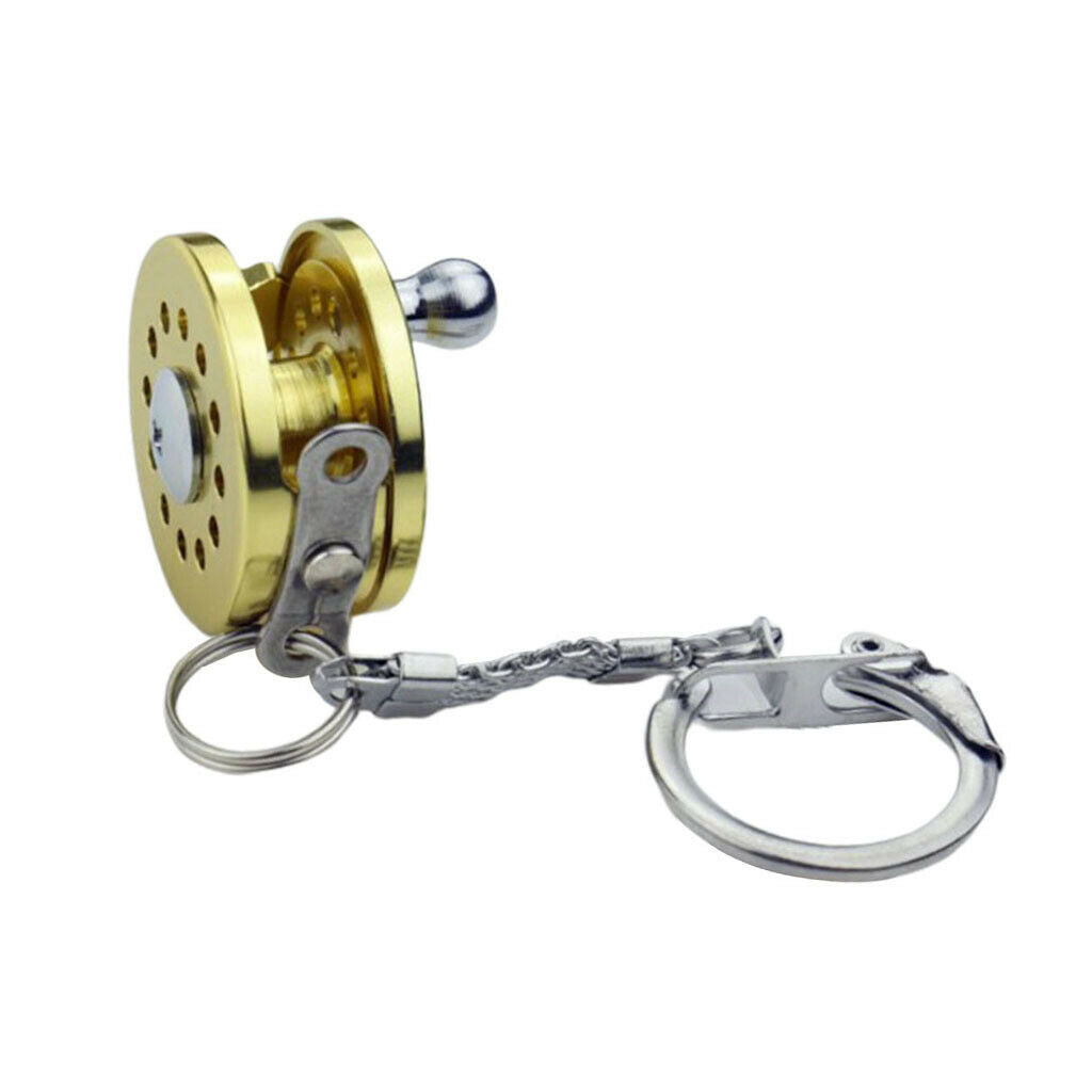 Cool Novelty Mini Aluminum Fly Fishing Reel Key Chain Fish Wheel Keychain