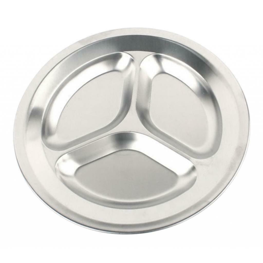 Round 201 Stainless Steel Divided Plates for Kids Picnics Portion Control
