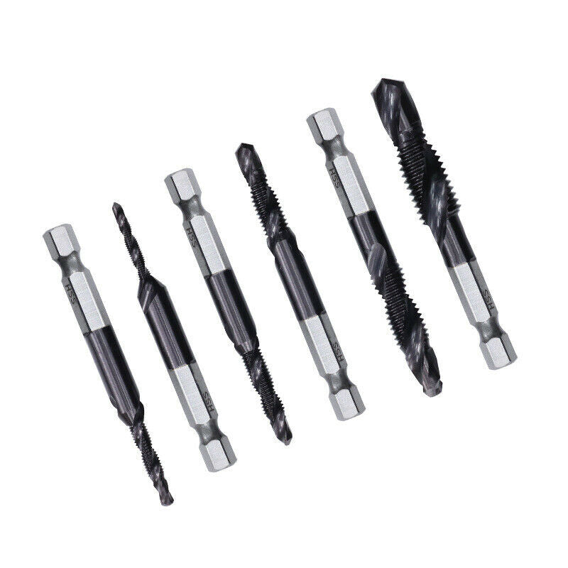 New 1/4 Hexagon Shank Metric Drill-Tapping Integrated Composite Tap Set of 6