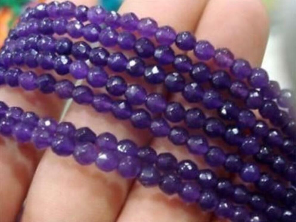 Wholesale 5 Strands 4mm Faceted Russican Amethyst Round Gems Loose Beads 15"