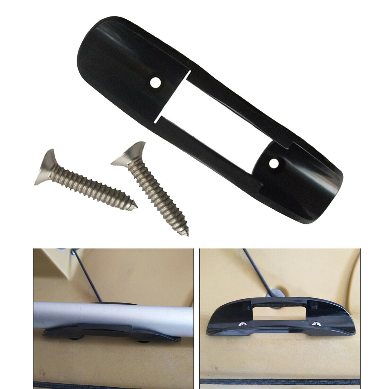 Black Plastic Kayak Canoe Raft Paddle Clip Holder Fishing Net Holder