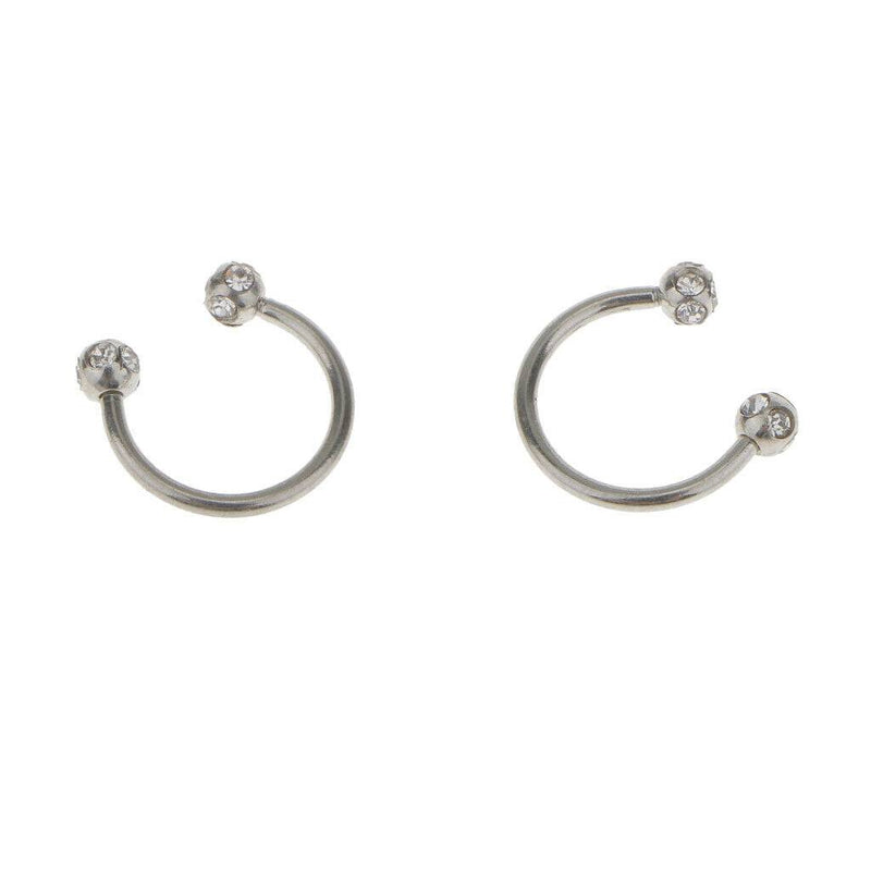 2Pcs Crystal Stainless Steel  Bar Lip Nose Ring Stud Body Piercing