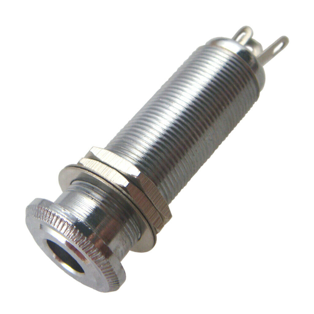 Lovoski 2xSilver Threaded Cylinder 6.35mm Jack Plug Guitar Bass Part