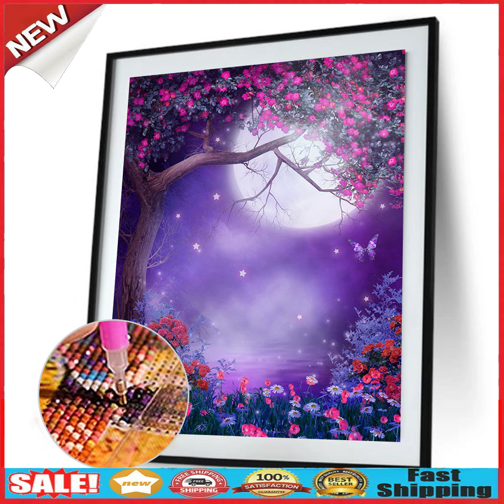 5D DIY Moon Tree Diamond Painting Full Drill Embroidery Cross Stitch Kits @