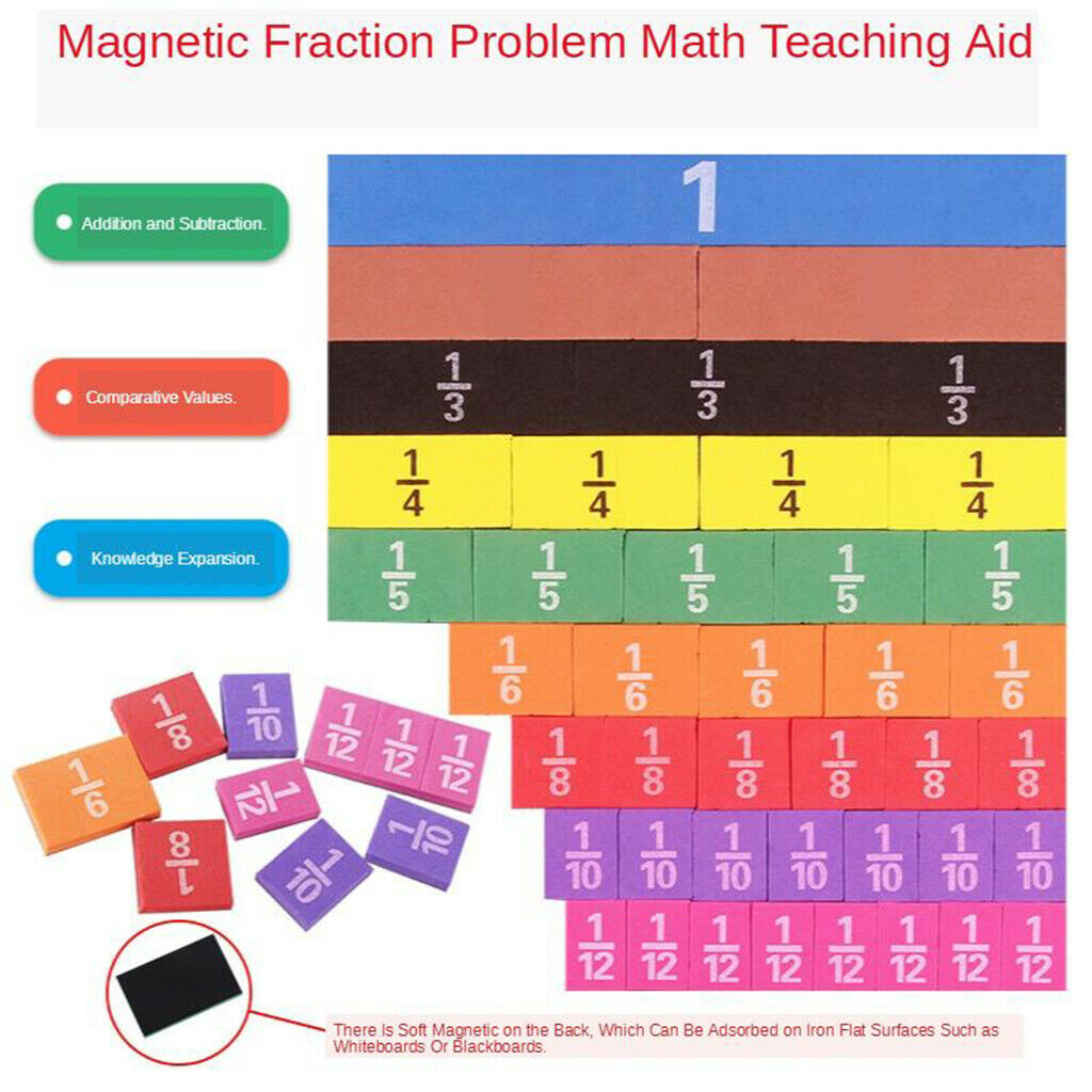 Rainbow Magnetic  Fraction Soft Foam Tiles