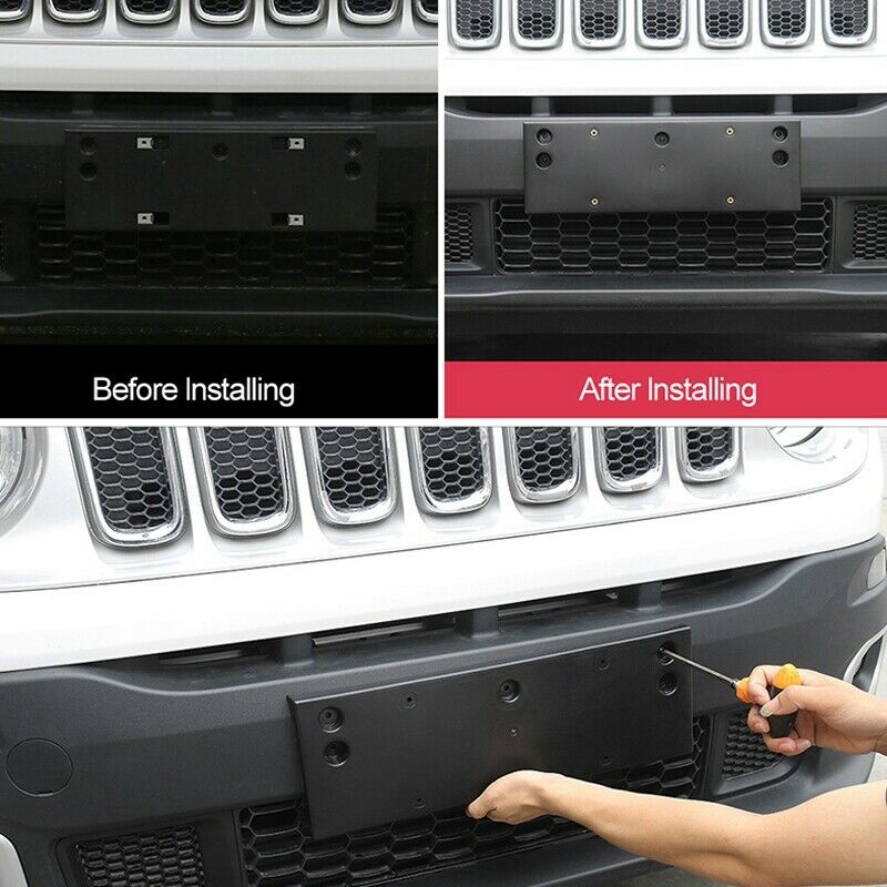 Car Front Bumper 4WD License Plate Bracket Holder Cover for Jeep Renegade 20H8A9