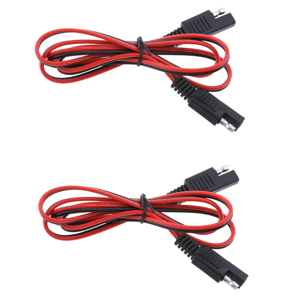 2x Premium 18AWG Hot Solar Battery SAE Plug Male to Male Harness, DIY Extension