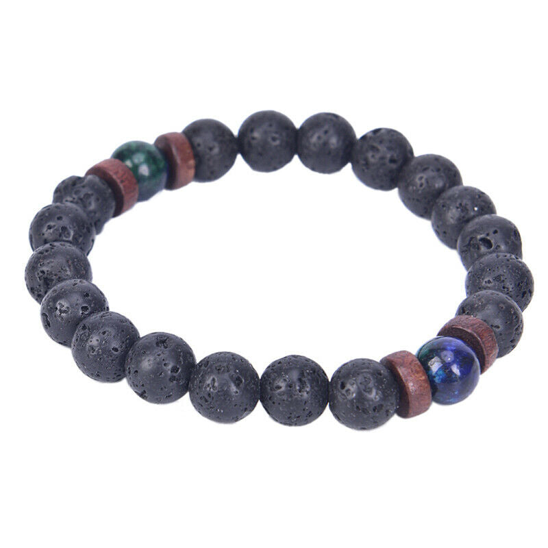 Men's Prayer Mala Beads Lava Rock Stone Chrysocolla Beaded Yoga Bracelets.l8