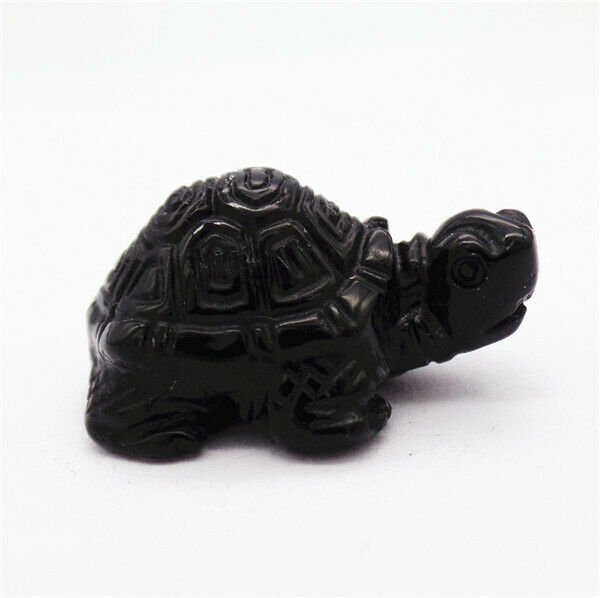 35x25x17mm Black Obsidian Carved Tortoise Decoration Statue Home Decor HH7909