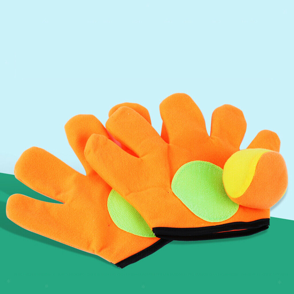 Fun Sticky Ball Sucker Gloves Self-Stick Disc Paddles Beach Game Outdoor S