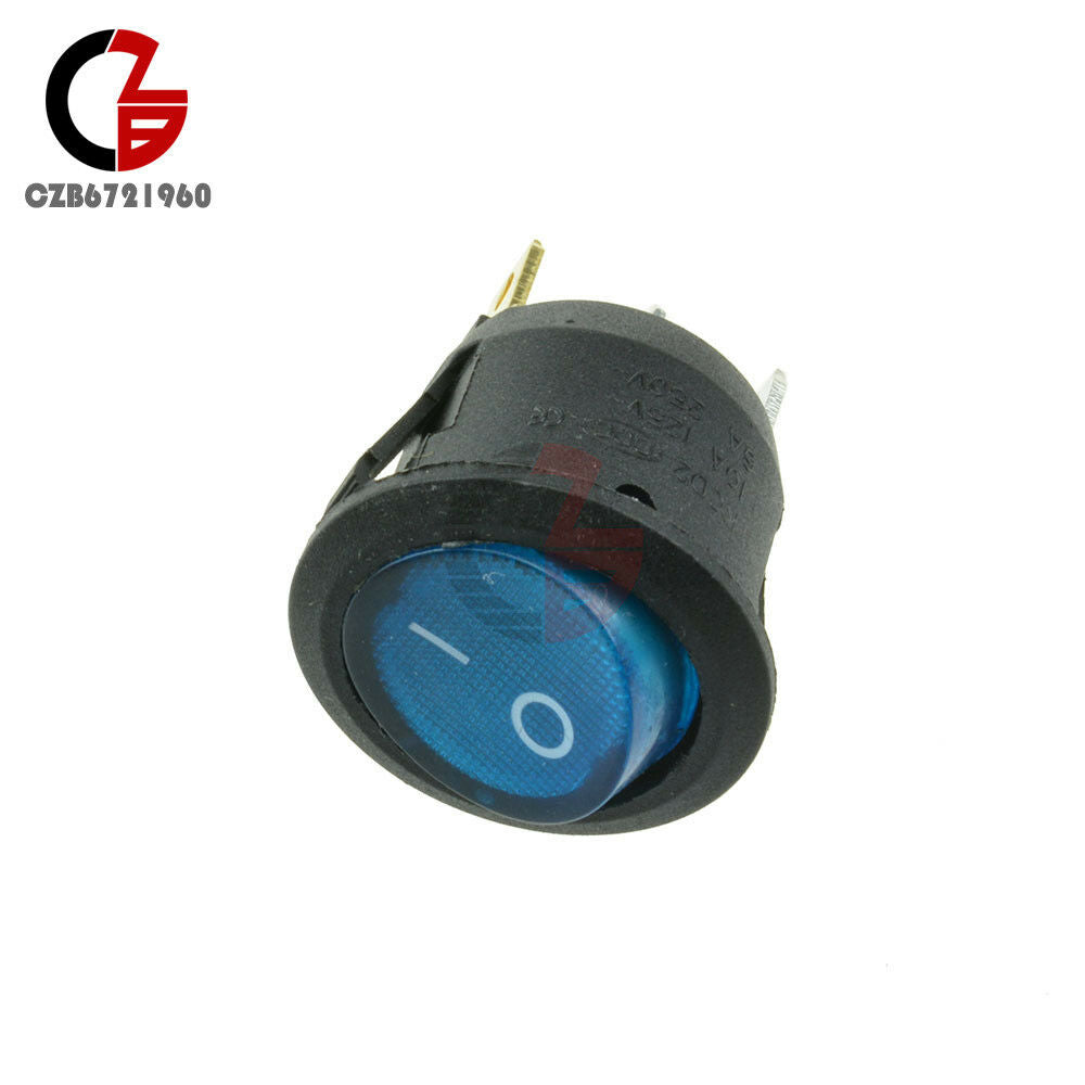 5Pcs Round 3 Pin SPDT ON-OFF Rocker Switch Snap-in 125 250V Round Switch Blue