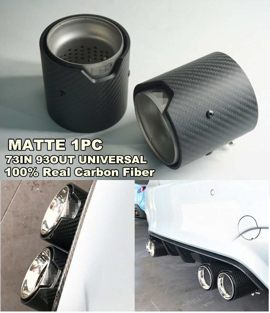 1PC 73MM IN 93MM OUT Matte Universal 100% Real Carbon Fiber Exhaust tip  For BMW