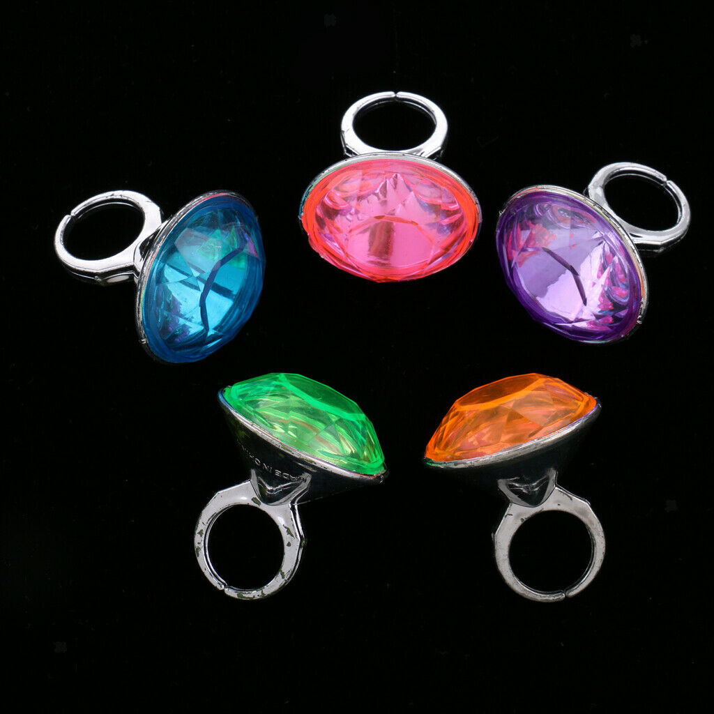 5 Pieces Colorful Plastic Diamond Rings Party Favor Toys For Kids Children