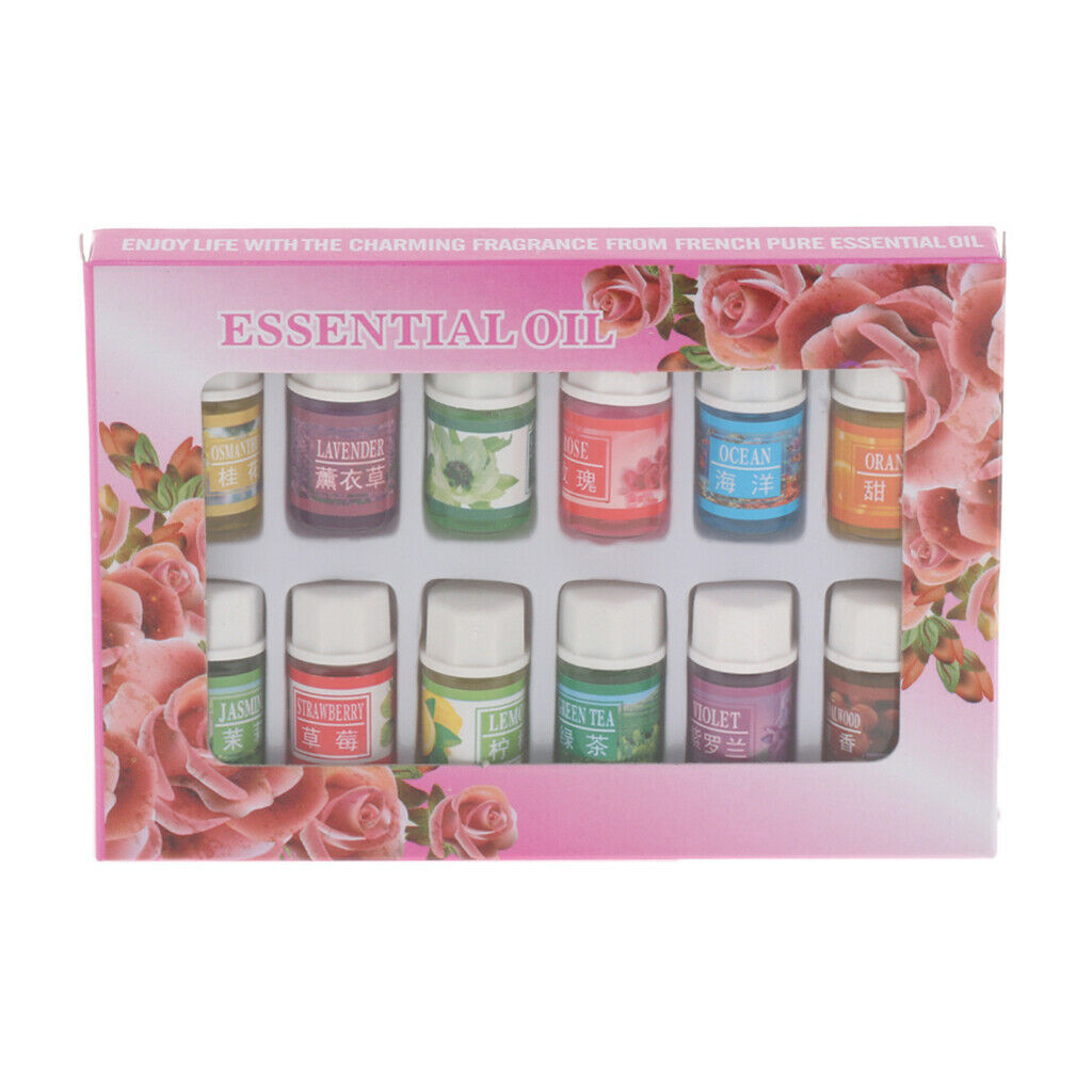 12x 3ML Pure Essential Oil Bottles Rose Lavender Lemon Ocean Jasmine Violet