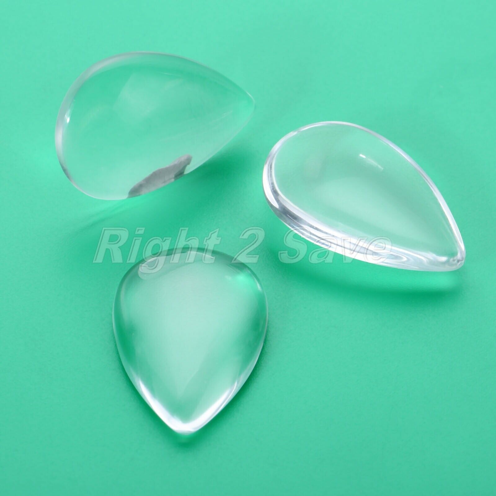 10pcs Teardrop Clear Glass Flat Back Cabochon Pendants Craft Magnify Base Cover