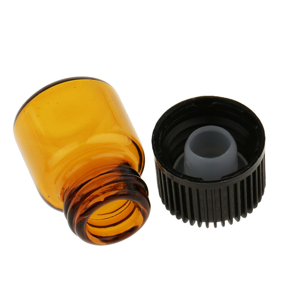 Lots 20pcs Empty Clear Glass Dram Bottles Vials With Black Screw   Brown 1ml