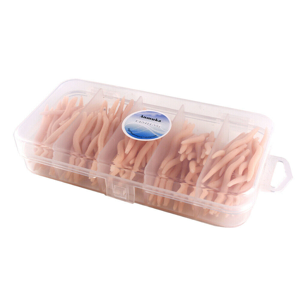 150pcs Artificial Soft Earthworm Fishing Bait Worm Lure Maggot Bait Pink