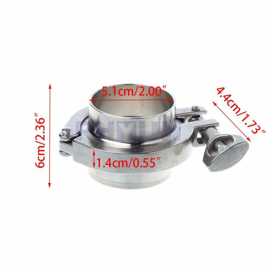 2" 51mm Stainless Steel Flange Pipe Weld Ferrule w/Tri Clamp PTFE Gasket Kit