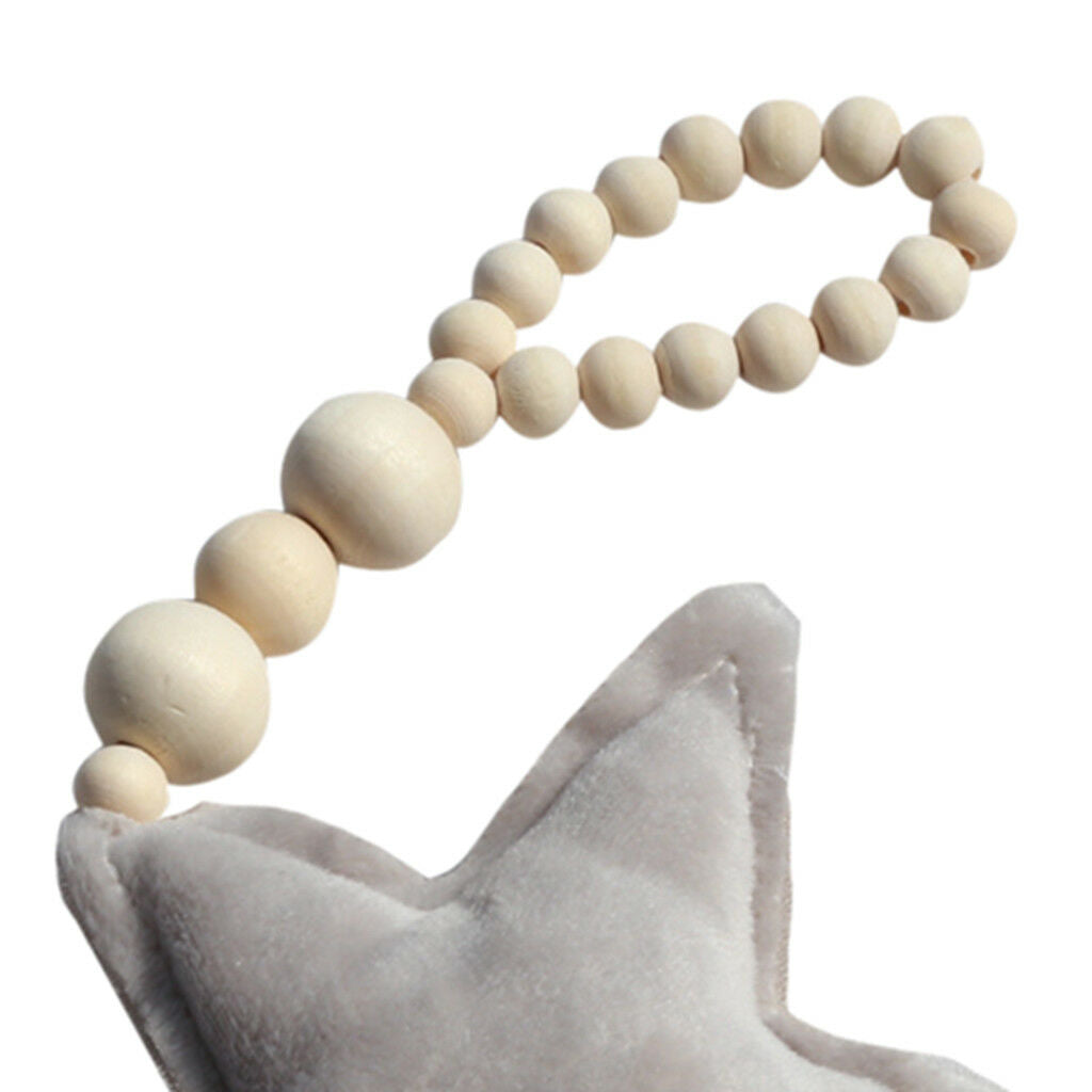 Beaded Grey Star Pendant Wall Hanging Ornament for Kids Bedroom Decoration