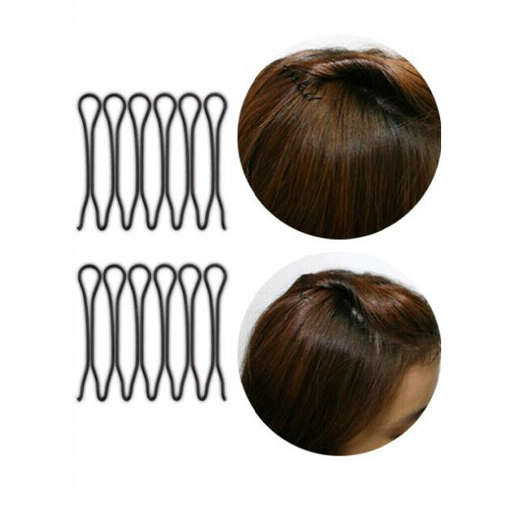 12 Pieces Hair Curly U Shaped Barrette Salon Handle Clip Hairpins Black
