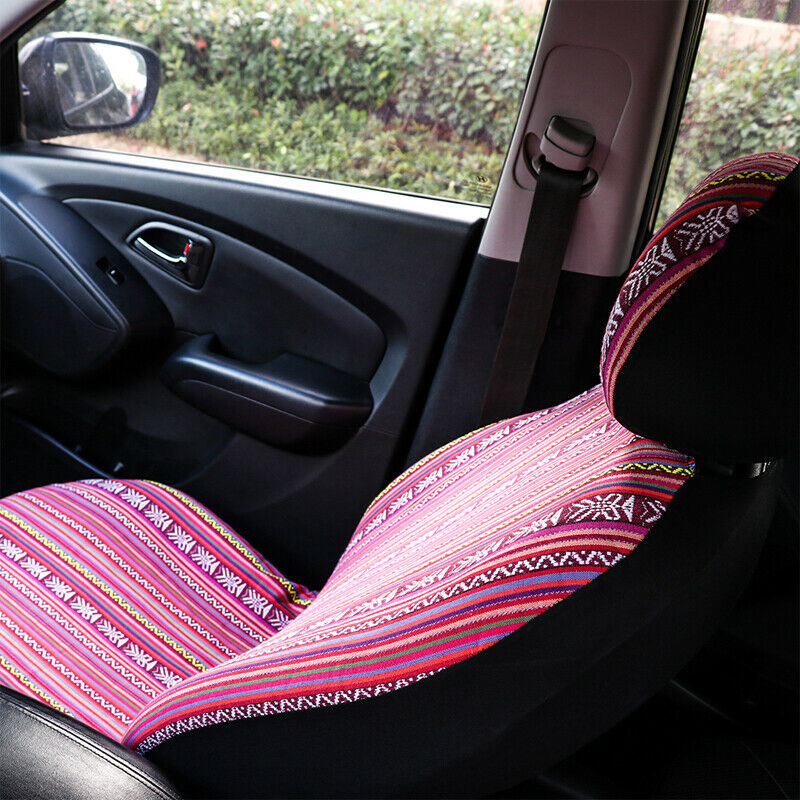 4Pcs/Set Car Truck Front Seat Cover + Headrest Cover Kit Universal Ethnic Fabric