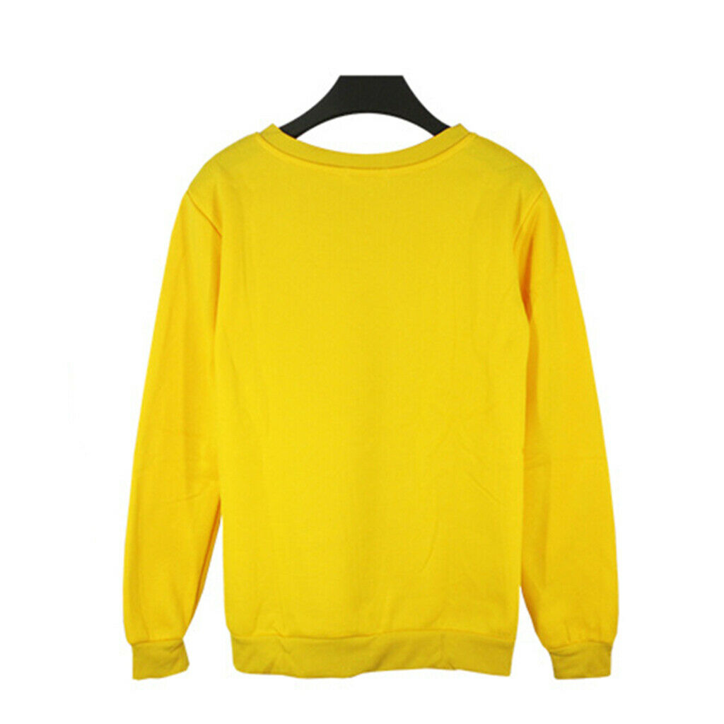 Unisex Crewneck Fleece Sweatshirt Plain Pullover Crew Neck Jumper Yellow 4XL