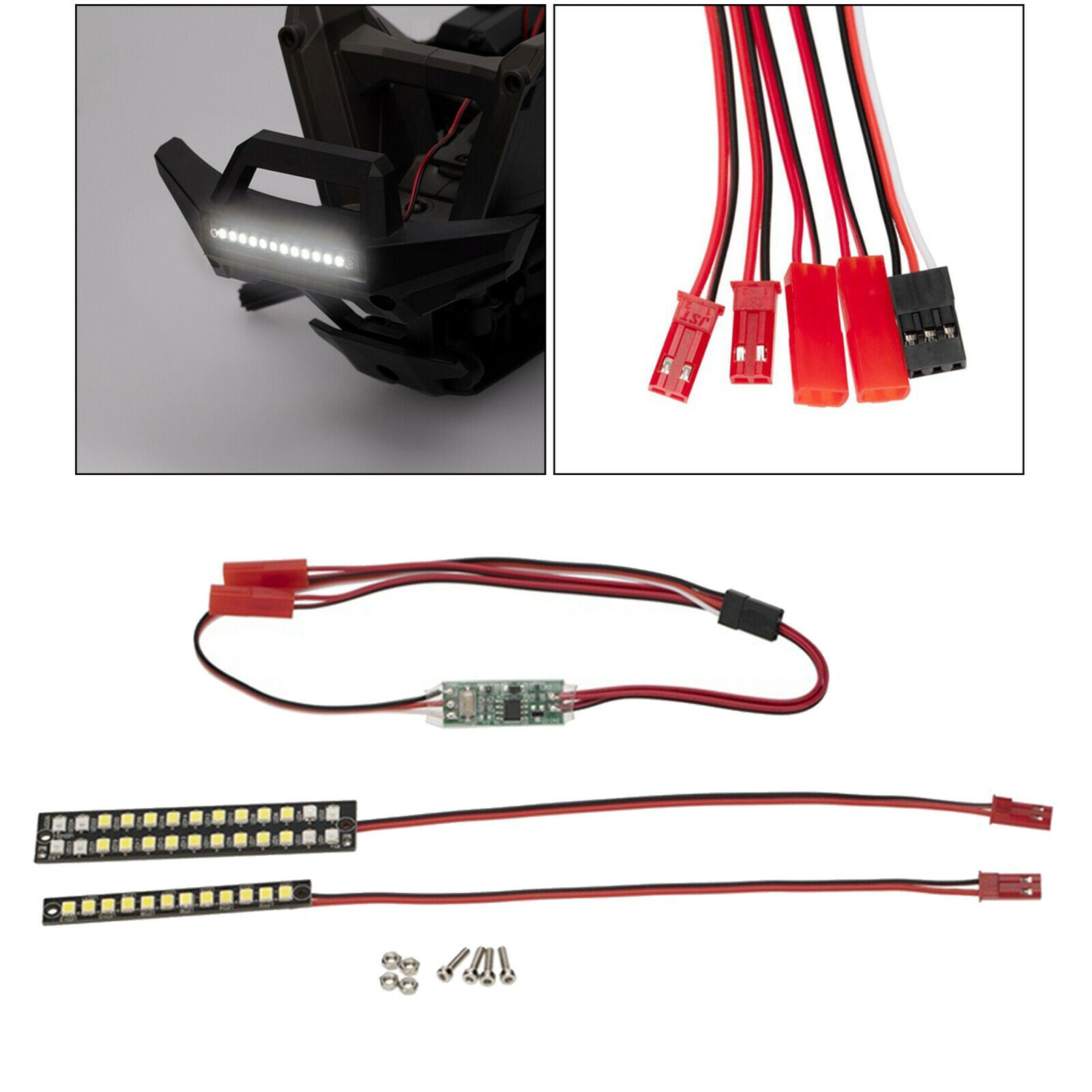 Front Rear Bright LED Light Strips for 1/10 RC Crawler Car Accessories