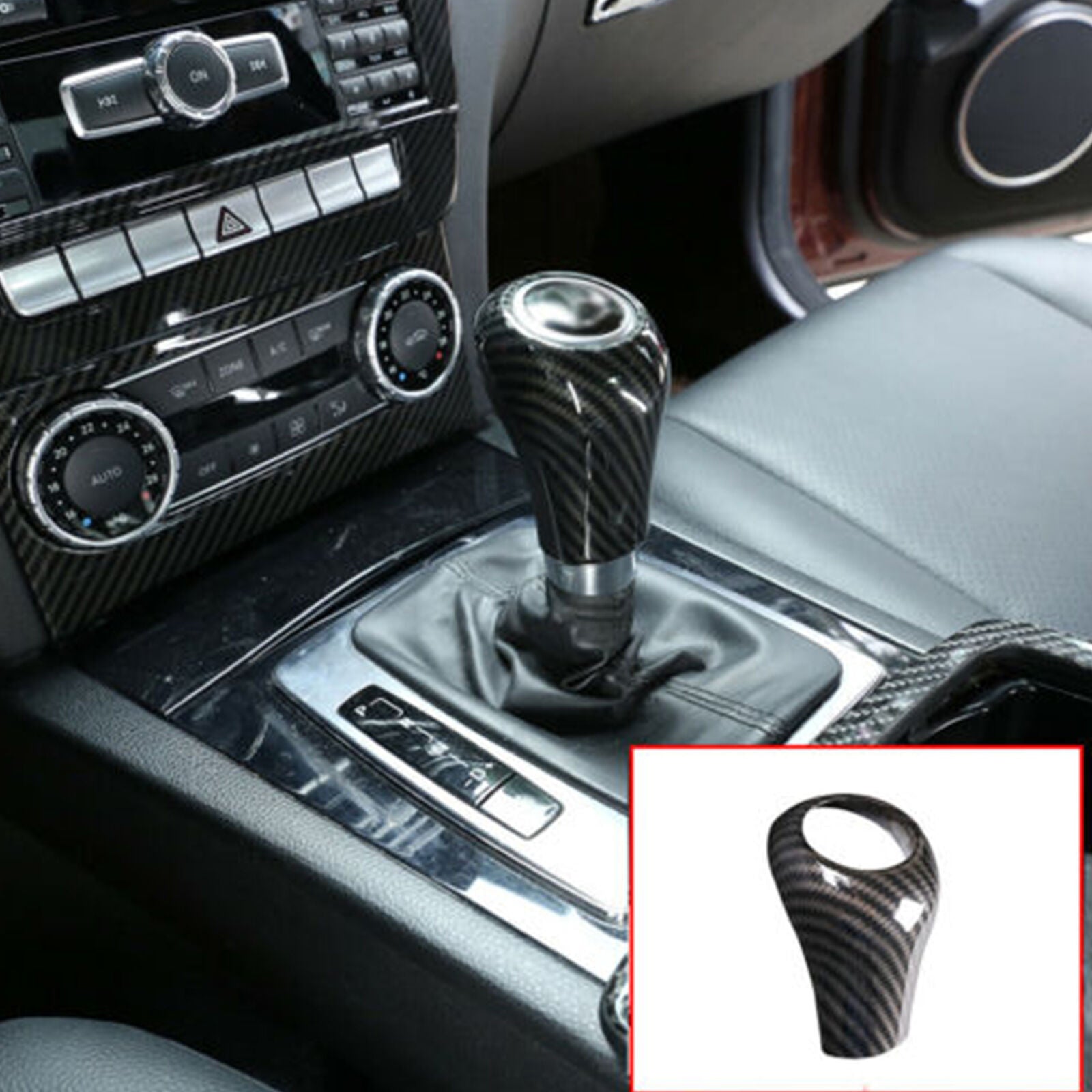 Carbon Fiber Style Gear Shift Knob Head Cover fit for Mercedes W204 W212