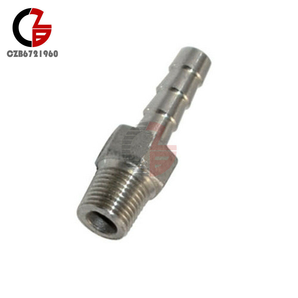 1/4" Male Thread Pipe Fitting x 8mm Barb Hose Tail Connector Stainless Steel NPT