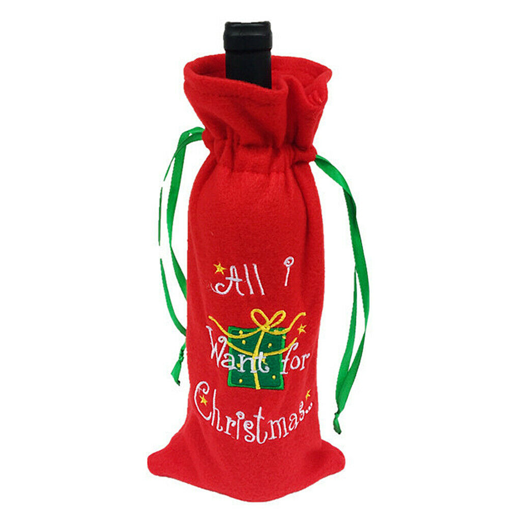 1 x Christmas Wine Bottle Cover Bags Christmas Table Dinner Decoration
