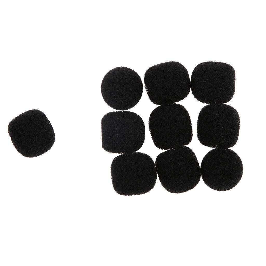 10PCS Mini Microphone Windscreen Foam Cover for Lapel Lavalier Headset Mic Black