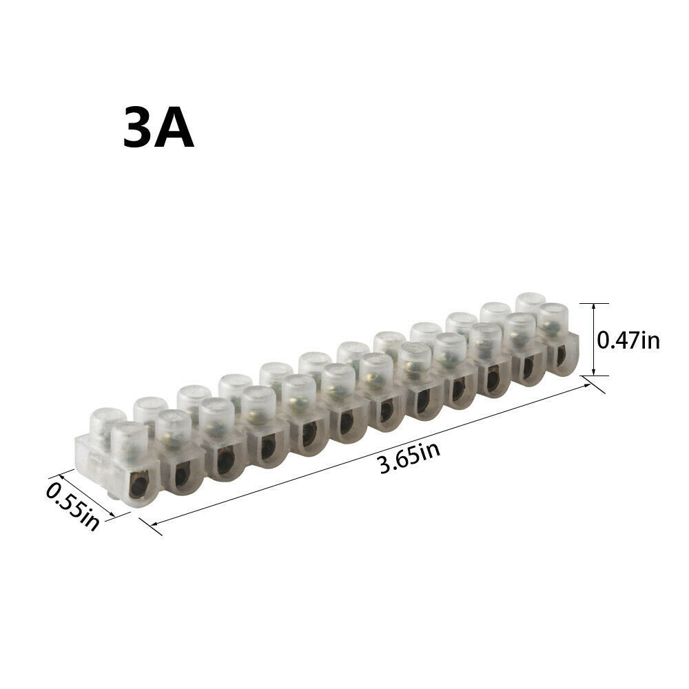 10Pcs Barrier Screw Terminal Wire Connector 3A 12-Position Block Terminals