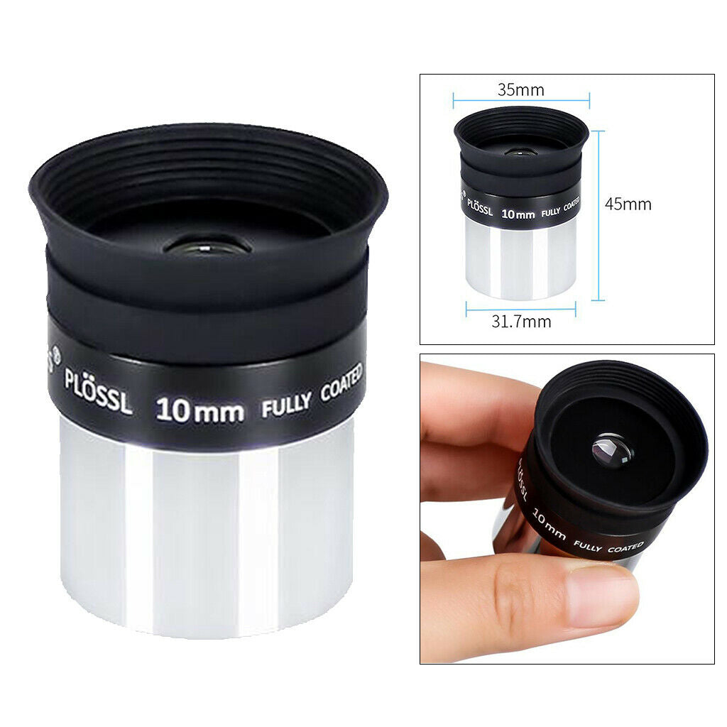 1.25'' 10mm Plossl PL Eyepiece Lens for Astronomy Telescope Accessory Black