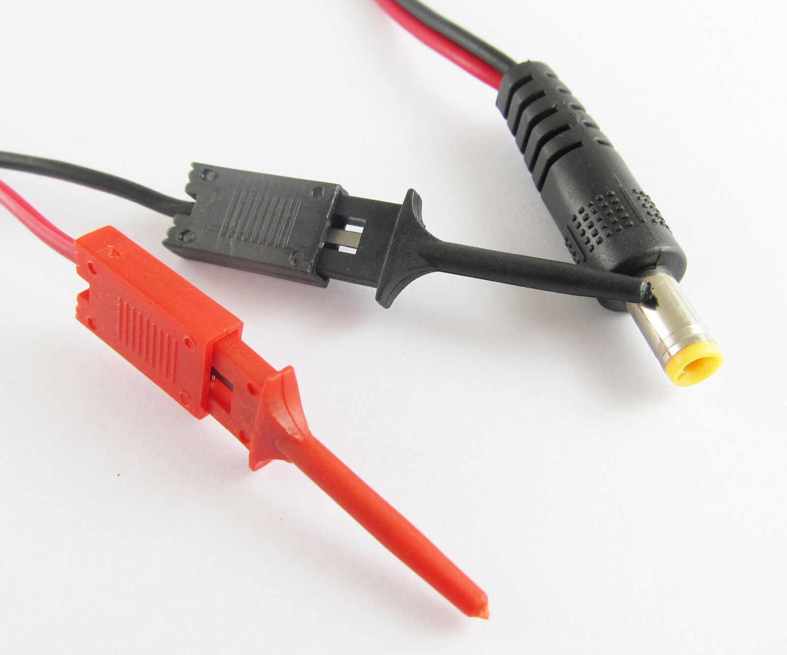 10set new Small Flat Test Hook to 2.1x5.5mm DC Male Plug DC Power Cable 30cm/1Ft